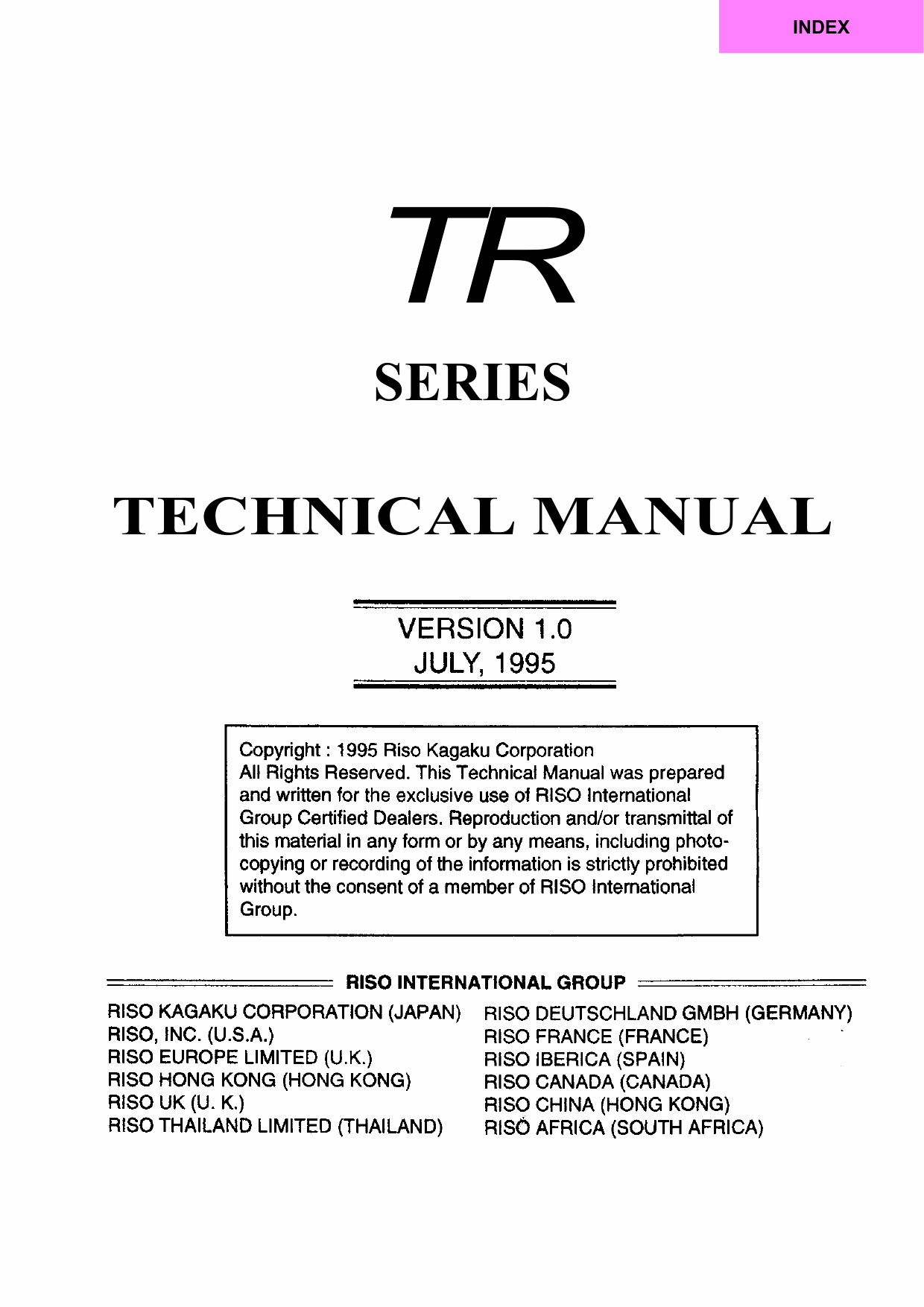 RISO TR 1510 1530 TECHNICAL Service Manual-1